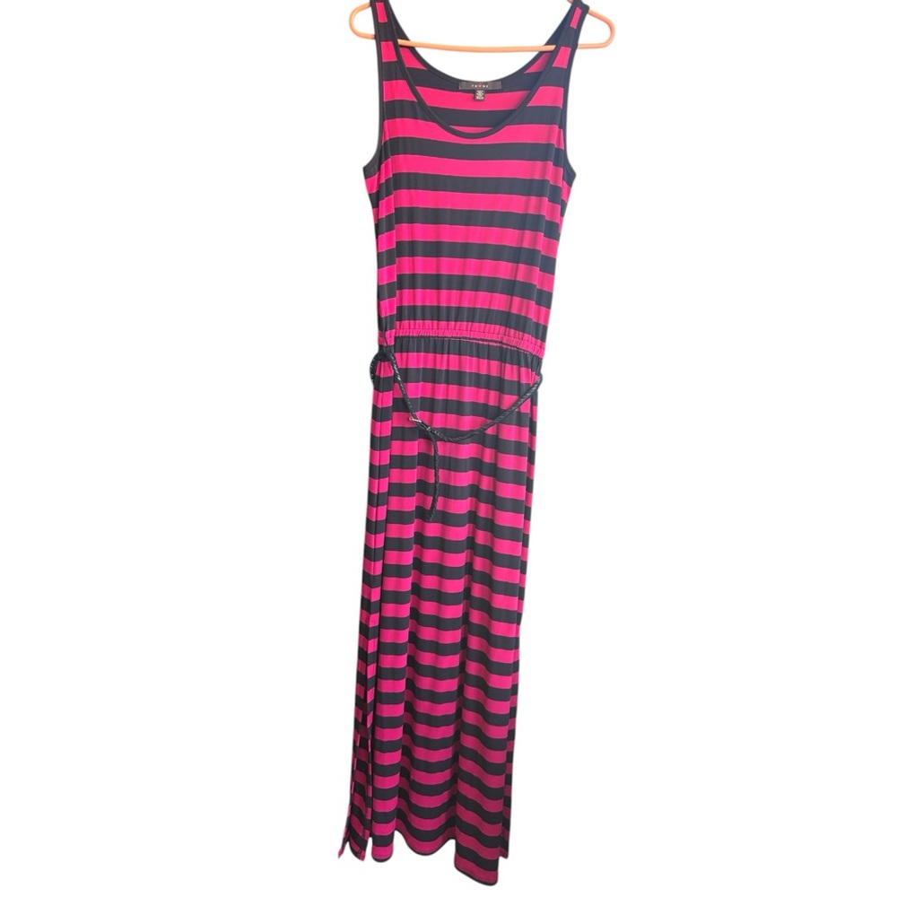 Fever Pink and Black Striped Tank Maxi Dress